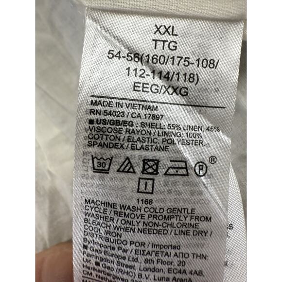 GAP 100% Linen Blue Floral Midi Dress Tie Straps Smocked Back Size XL - Picture 13 of 13